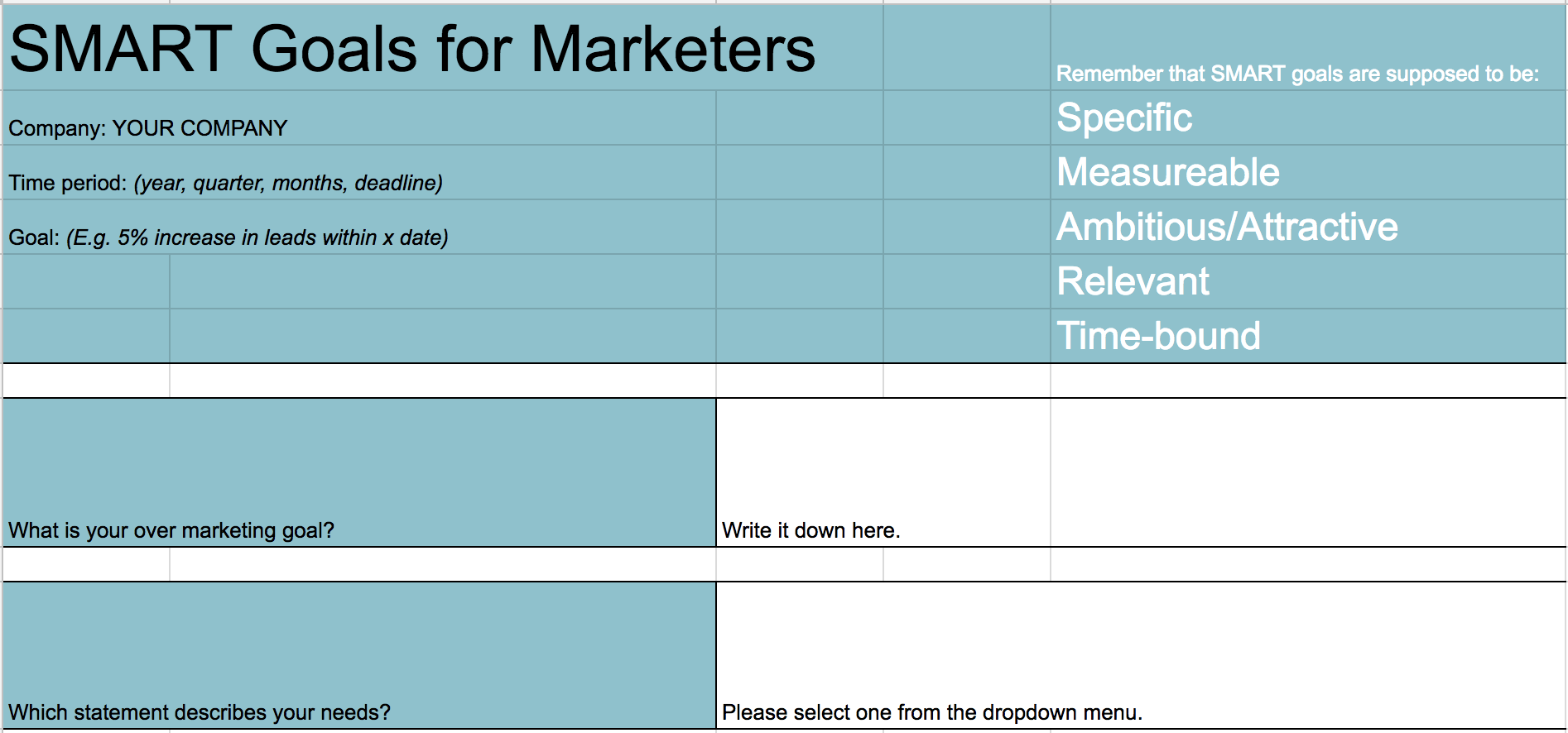 Smart goals for marketers