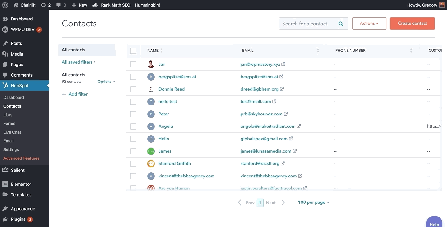 HubSpot CRM on erittäin helppokäyttöinen ja monipuolinen järjestelmä, jota voit käyttää suoraan WordPressin sisällä