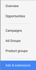 Ads and Extensions Adwords
