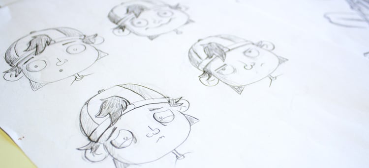penciled drawings of characters