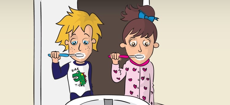 sam and sammie brushing teeth