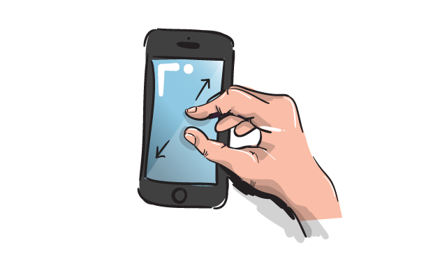 illustrated mobile phone pinch zoom