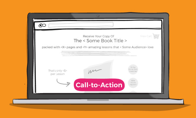illustrated call to action on a laptop