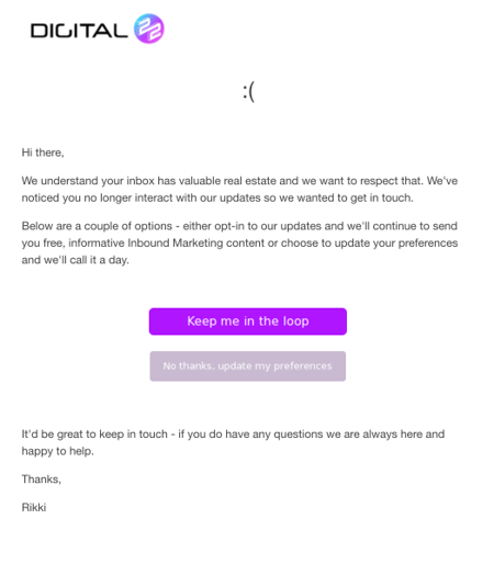Unsubscribe email attempt 1