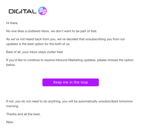 Unsubscribe email attempt 2