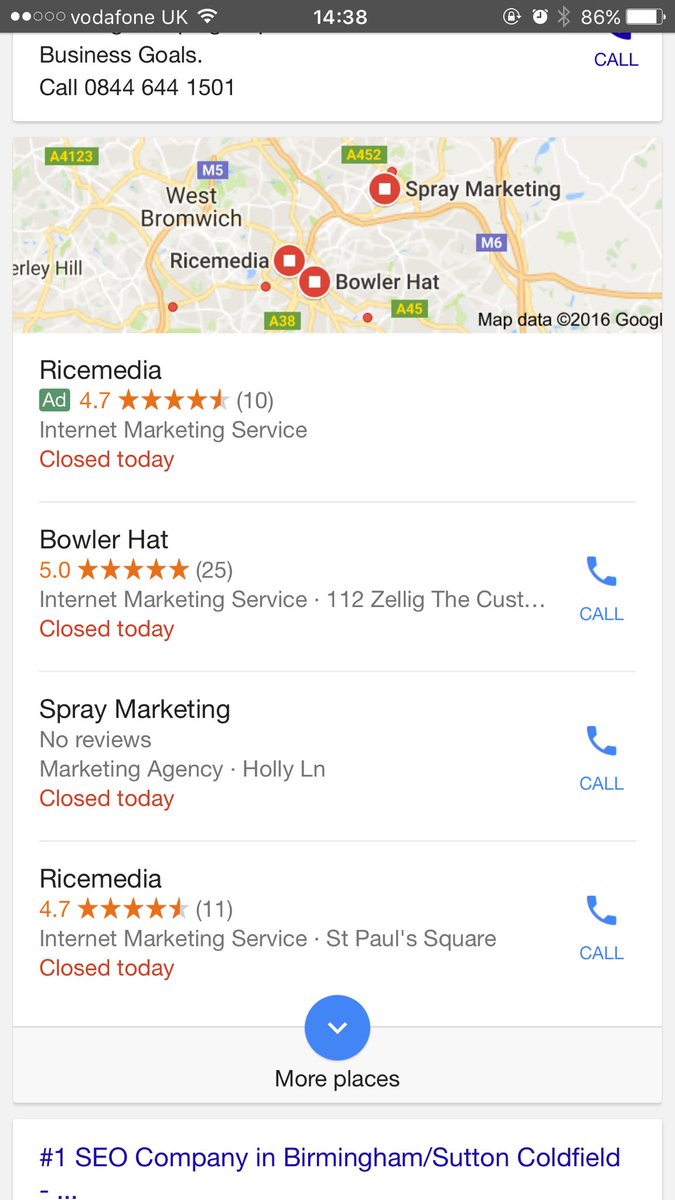 paid ad in local results pack at top of SERP