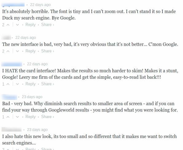comments google interface