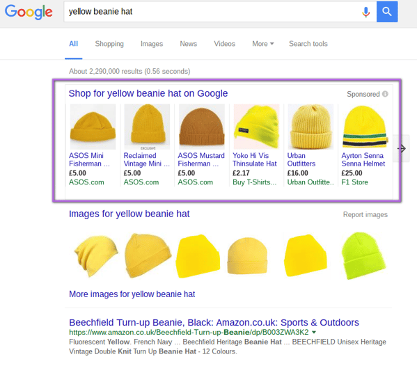 google shopping yellow beanie hat