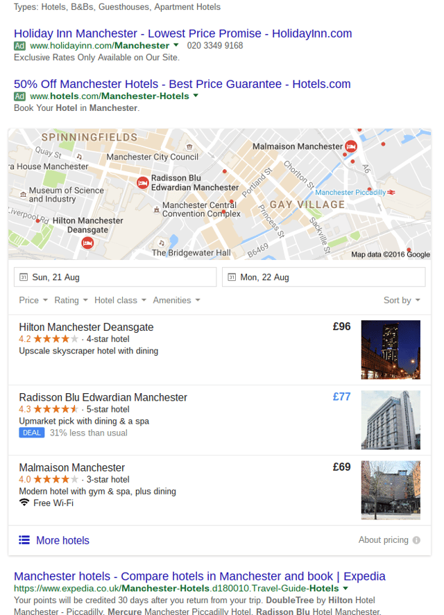 screengrab of Google showing local listings