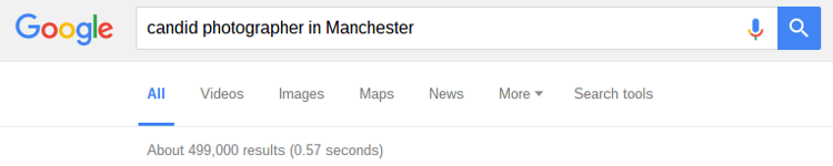 google results page showing half a million results