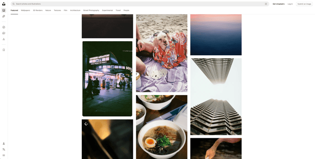 Unsplash skärmavbild en av 15 källor du kan hämta gratsibilder