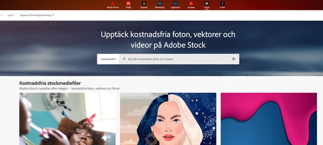 Adobe Stock gratis bilder för hemsida